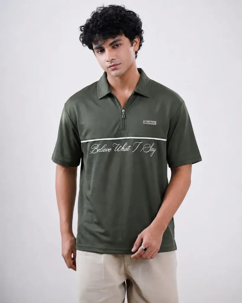 Mens Premium - Zipper Oversized Polo Shirt